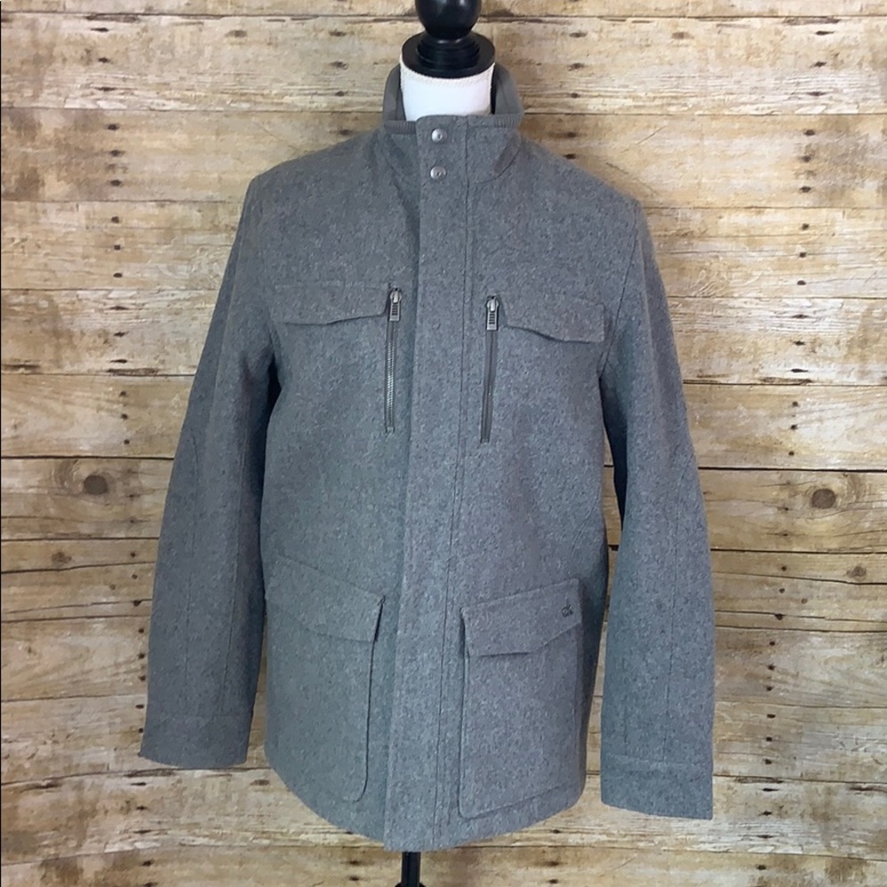 Calvin Klein Pea Coat Gray Size Small